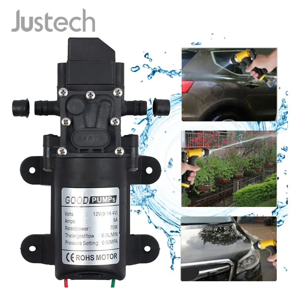 Мембранный Водяной насос высокого давления Justech 12 В постоянного тока 70 Вт