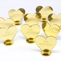 personalized engraved gold acrylic setting name plaques heart place card table seat signs for wedding birthday party decoration