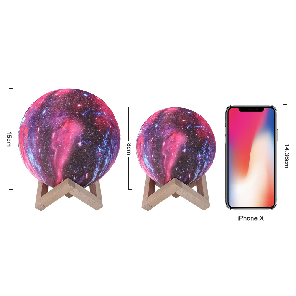 Bofunny 3/16 Colors 3D Printing Moon Lamp With Remote Control Starry Sky Galaxy Light Built In Rechargeable Battery Night | Лампы и