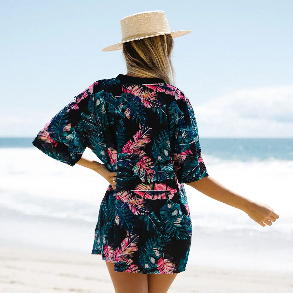 

2020 Beach Wear Print Three Piece Set Tunic Bikini Women Wrap Skirt Swimsuit High Waist Cover Up Dress Sarong plage Bathing Suit