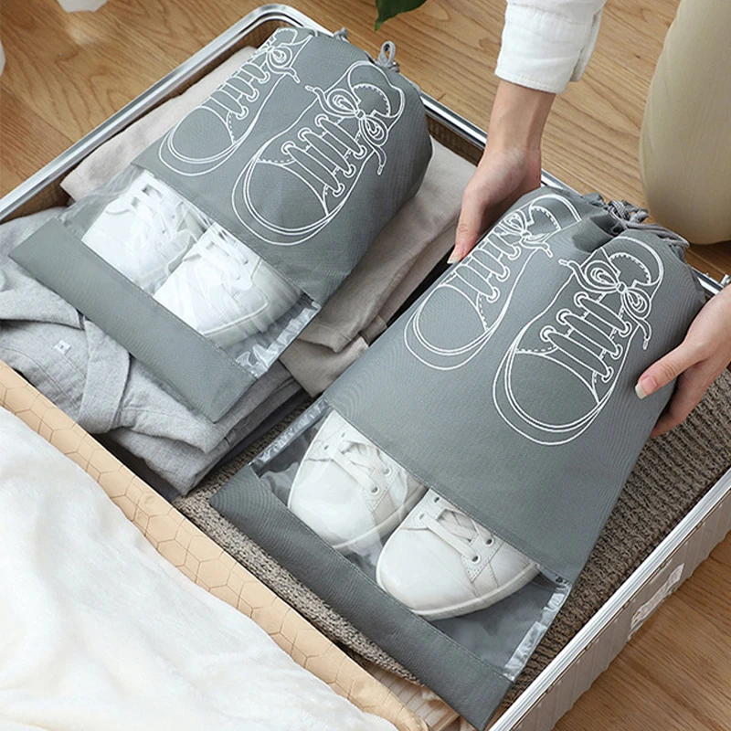 

Suchme 10pcs Portable Home Shoes Organizer Non-Woven Fabric Dustproof Drawstring Shoe Storage Bags Space Saving Waterproof Pouch