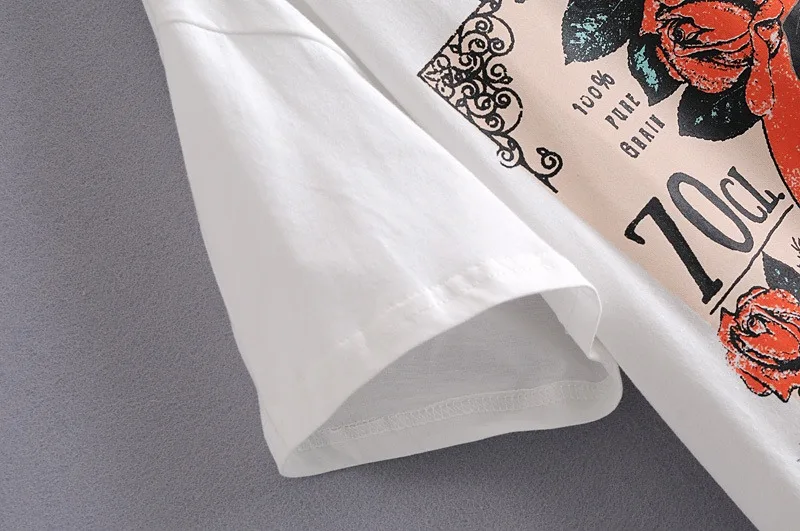 

2021 Spring Turtleneck Round Neck Short Sleeve Skull Print Personalized Ladies T-shirt Top Harajuku T Shirt Women Ropa Mujer