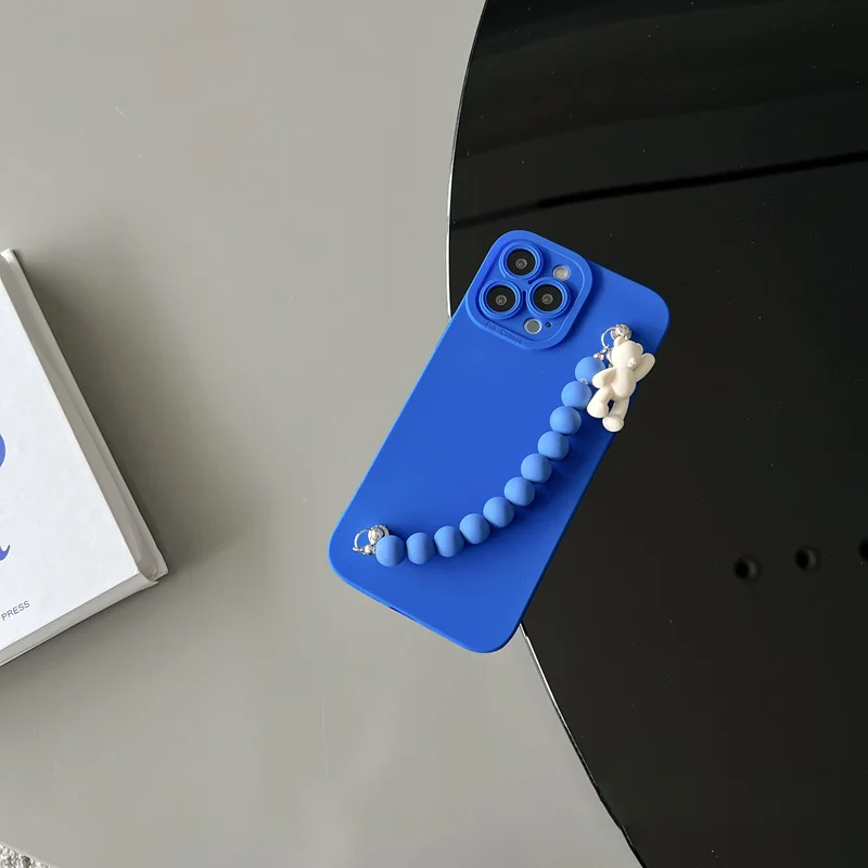 Корейский милый мультяшный медведь браслет с бусинами цепочка мягкий чехол для