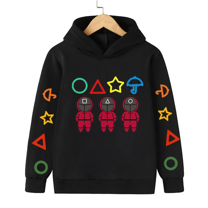 

TV Couple's Hoodies Hoodies Sweatshirts Kids Boys Girls Tracksuit Tops Print Squid Game Korean Sleeve Length(cm) Style Age Range