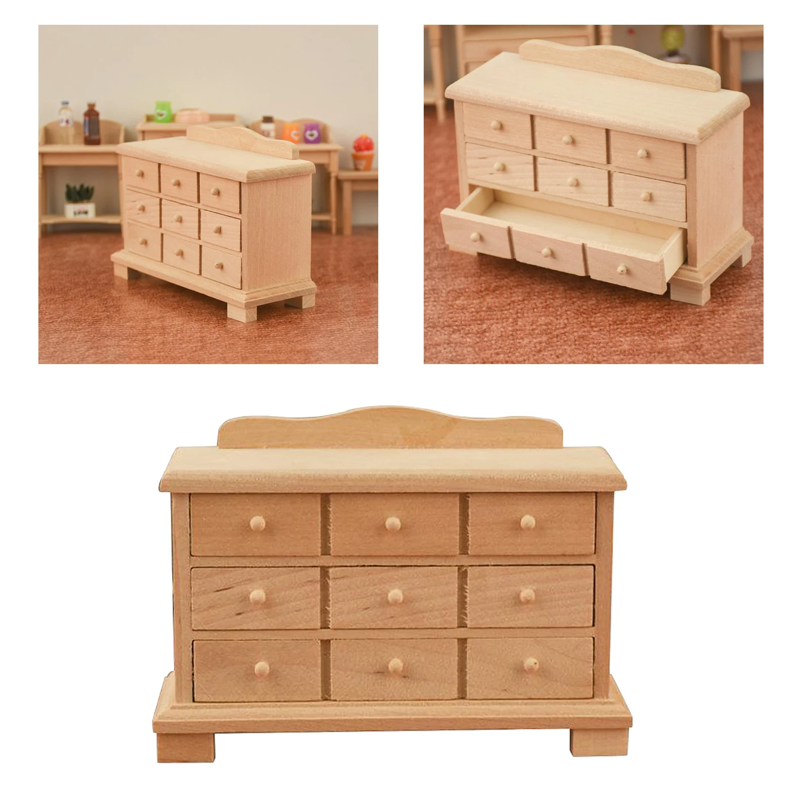

1/12 Dollhouse Accessory Miniature 1/12 Miniature Kitchen Cabinet Cupboards Furniture Toy Micro Decor for Dolls House