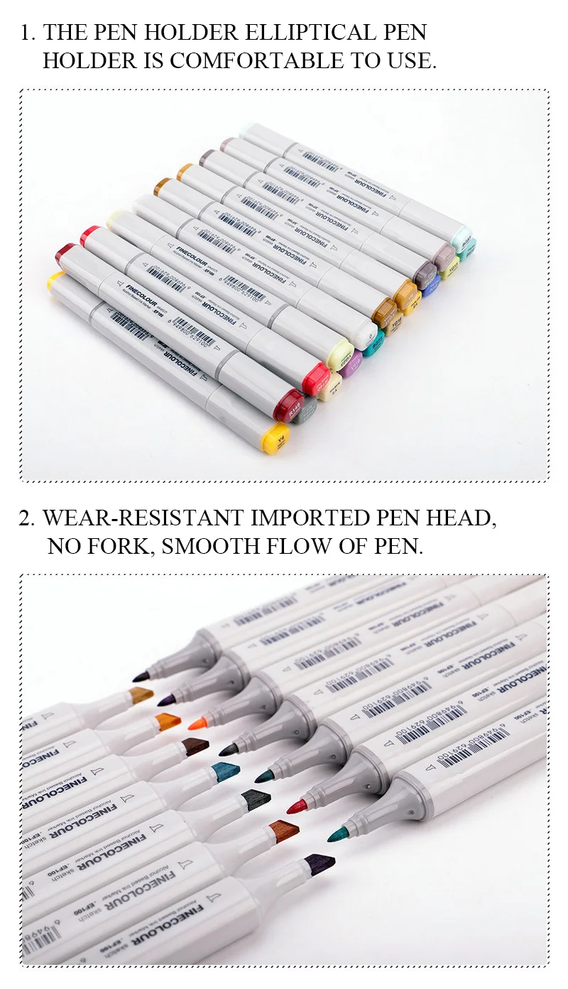 FINECOLOUR художественные маркеры двуглавый EF100/EF101/EF102 240/160/480 цвета художника эскиз спиртовой основе маркеры для анимационной манги