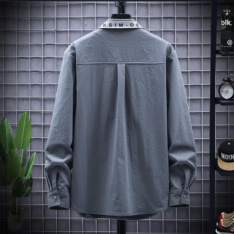 

Autumn shirt men's long sleeve loose tooling cool casual shirt Korean men's coat top fashion