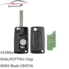 2 кнопки, 433 МГц, чипы-транспондеры HU83 для Peugeot 207 307 308 407 2005-April 2011