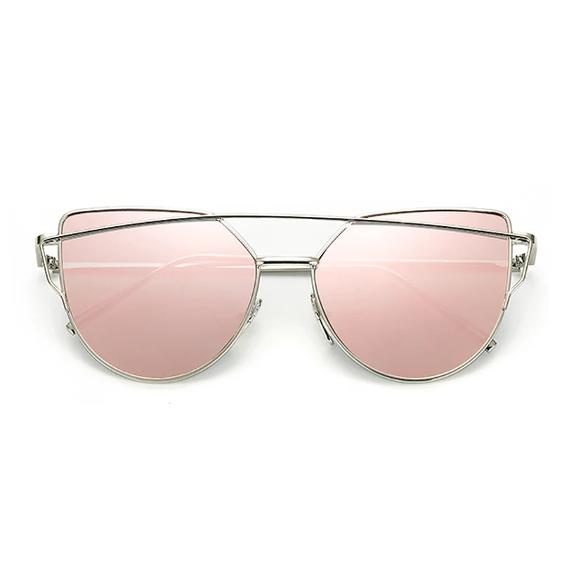 SilverPink LeonLion, фирменный дизайн, кошачий глаз, солнцезащитные очки для женщин, Ретро стиль, металлические, отражающие очки для женщин, зеркальные, Ретро стиль, Oculos De Sol Gafas - Цвет линз: SilverPink