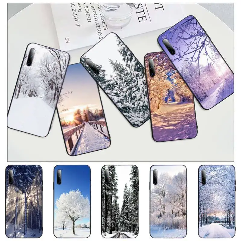

Winter Light Snow white pattern Phone Case For iphone 12 11 13 7 8 6 s plus x xs xr pro max mini shell