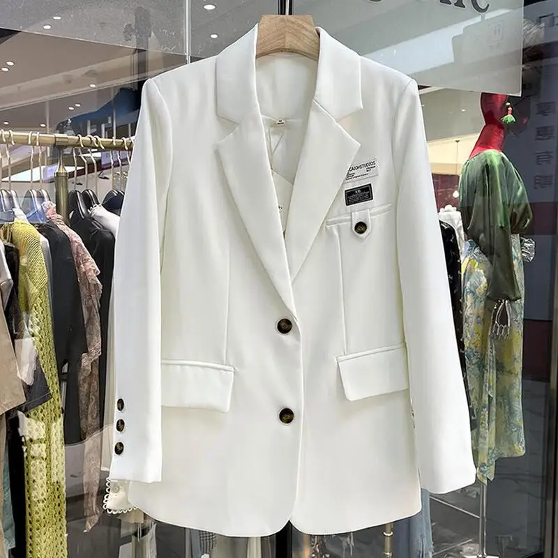

Fashion Suit Female 2023 New Women's Blazer Spring And Autumn Casual Ladies Coat White Outerwear OAIRED