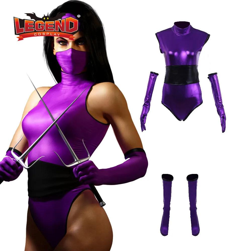 Mortal Kombat 2 версия Mileena костюм для косплея фиолетового цвета боевой изготовление