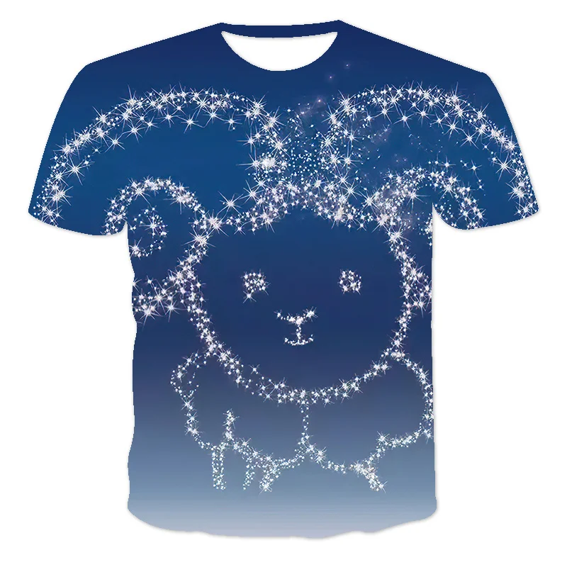 

Summer 12 Constellations Boy/Girl Short Sleeve Oversized T-Shirt 3D printing Personality Cartoons O-Neck Comfortable T-Shirts