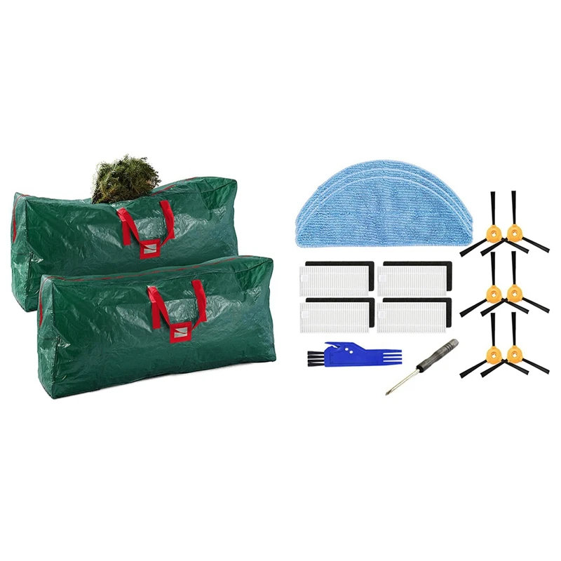 

2 предмета Рождественская елка сумка для хранения с ручками с двумя молниями и 1 комплект боковая щетка Hepa фильтр Швабра Ткань
