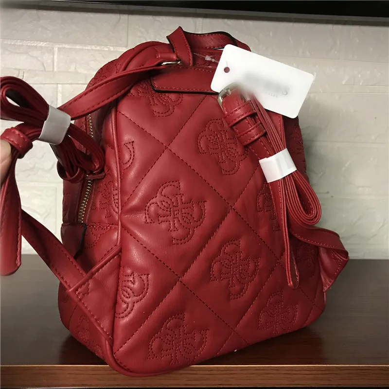 

2021 Letter Embossed Leisure All-match Lady Backpack Rhombus Foreign Trade Female Bag Original Single New Fashion Rivet Backpack