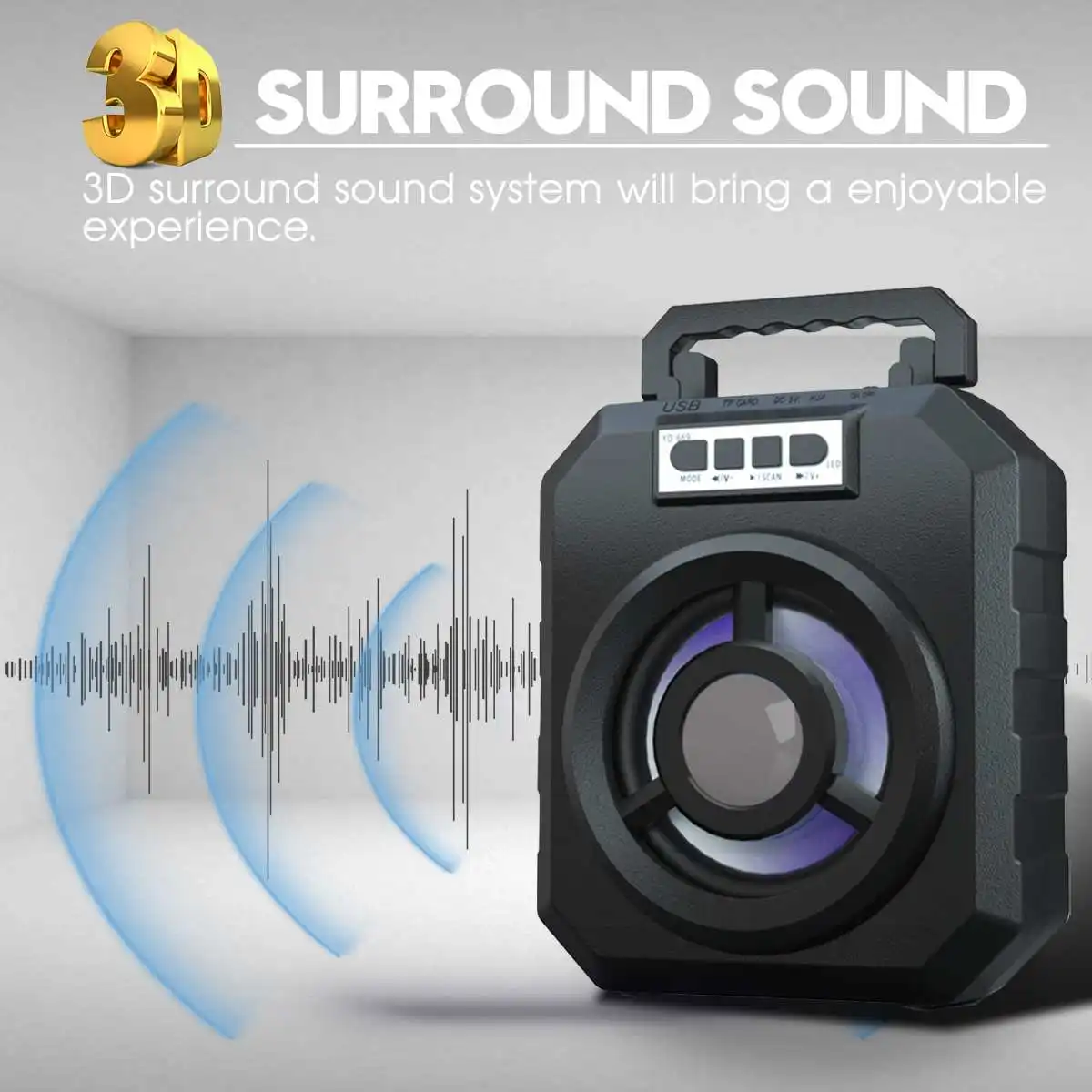 Bluetooth Колонка светодиодная портативная с поддержкой AUX FM TF карт|Портативные