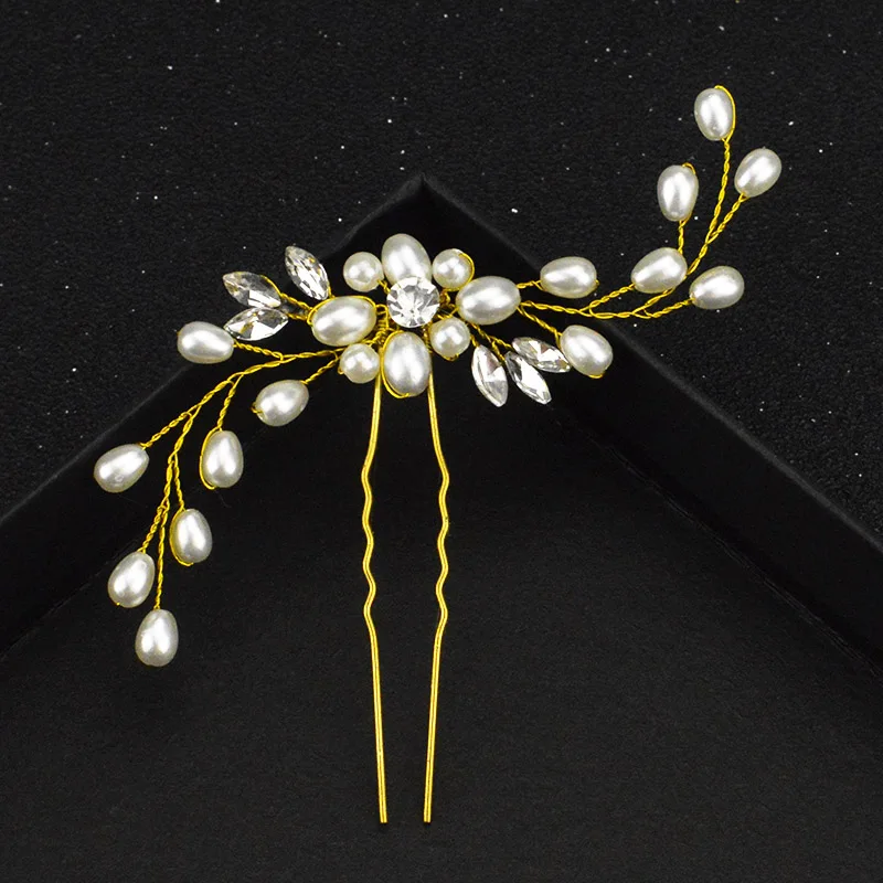 Серебряная золотая жемчужная заколка для волос, свадебные аксессуары для невесты и подружки невесты, кристальные волосы для девочки.