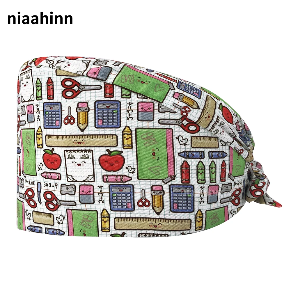 

Pet Grooming Working Hat Doctor Operating Room Pattern Printed Nursing Scrubs Cap Pet Shop Surgical Hat Unisex Dentist Scrub Cap