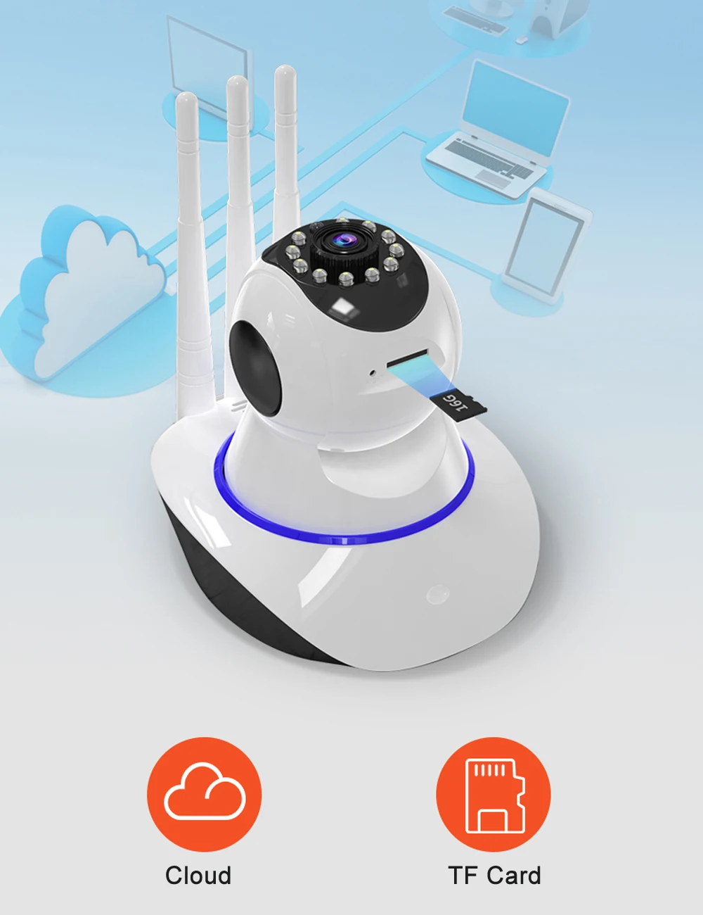 Сильный сигнал Wi Fi IP Камера 3MP функции панорамирования наклона и 4X зум
