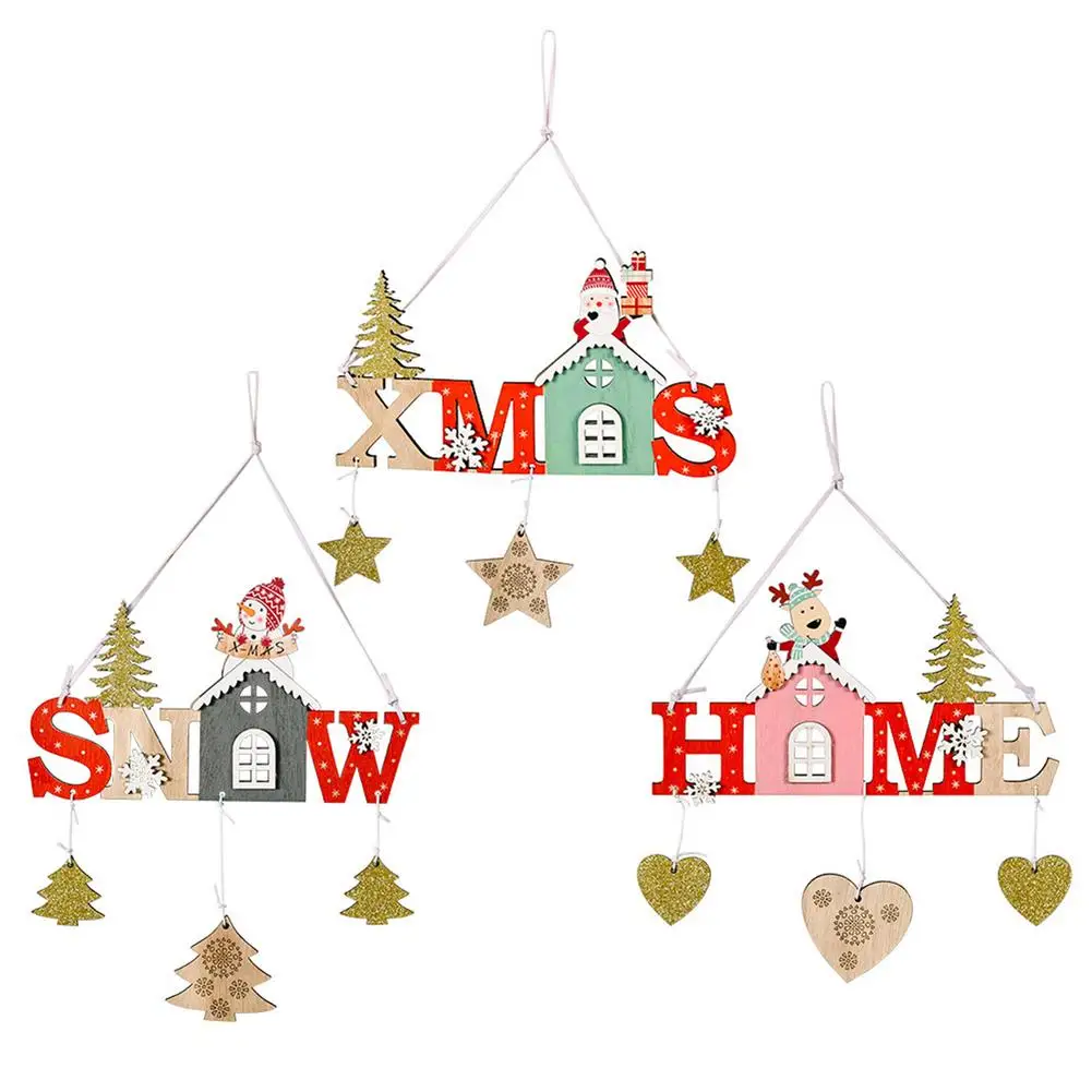 

2021 New Wooden Christmas Decoration Wall Hanging Christmas Tree Pendants DIY Wood Crafts For Home Christmas Party Decorations