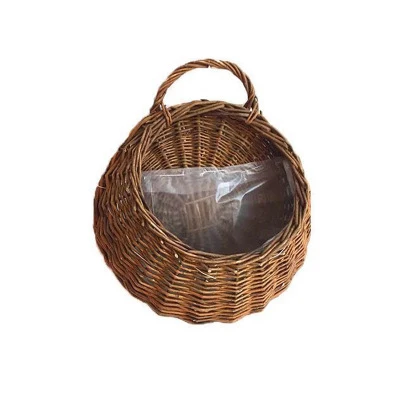 Flower Basket Strongwell винтажный ручной Плетеный цветок в горшке из ротанга корзина висячая ваза садовый Настенный декор Свадебные украшения дома аксессуары - Цвет: Flower Basket