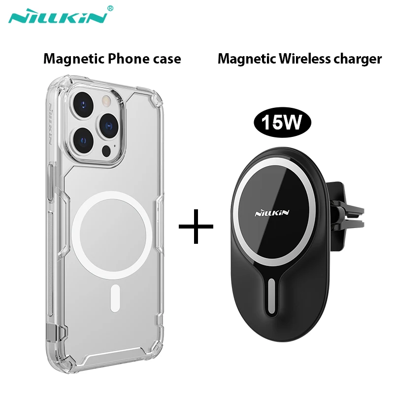 Магнитное беспроводное автомобильное зарядное устройство для iPhone 13 Pro Max Nillkin 15 Вт Держатель для быстрой зарядки для iPhone 13 Pro Чехол для iPhone 13 Чехол
