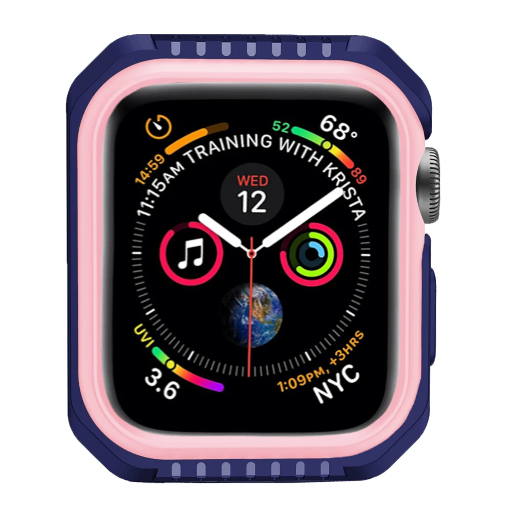 Blue Pink Жесткий защитный чехол из силикона и поликарбоната для Apple Watch 5, 4, 40 мм, 44 мм, защитный чехол-бампер для iWatch Band Series 3, 2, 1, 38 мм, 42 мм - Цвет: Blue Pink