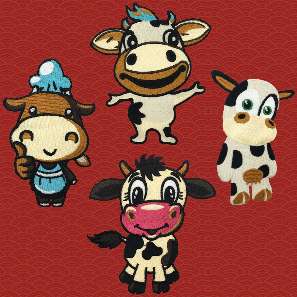 

ExquisiteCute Cattle Patches Cartoon Animal Embroidery For Backpack Clothes Bag Hat DIY Decor Applique Badge Sewing Accessories