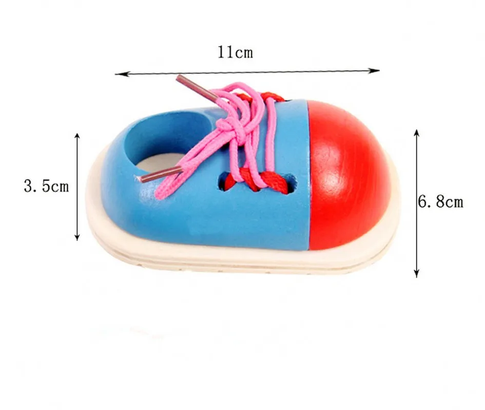 Обучающие игрушки Монтессори для детей 1 шт. деревянные обувь на шнуровке малышей