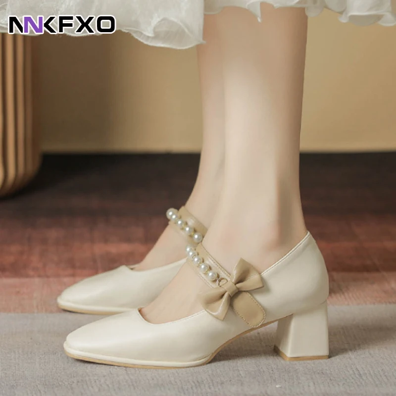 

Fashion Women's Shoes Mary Jane Style Ladies Shoes Low Heel Shallow Mouth SquareToe Solid Color Women's Shoes Party Shoes vc2827