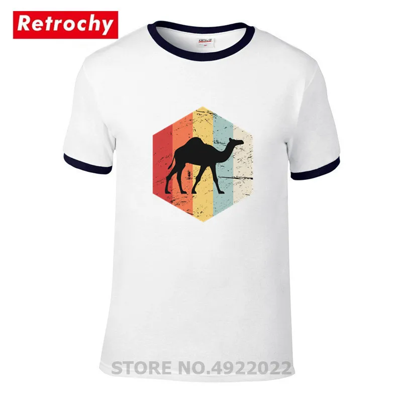 Мужская футболка в стиле ретро 70-х верблюд облегающая с принтом животных и