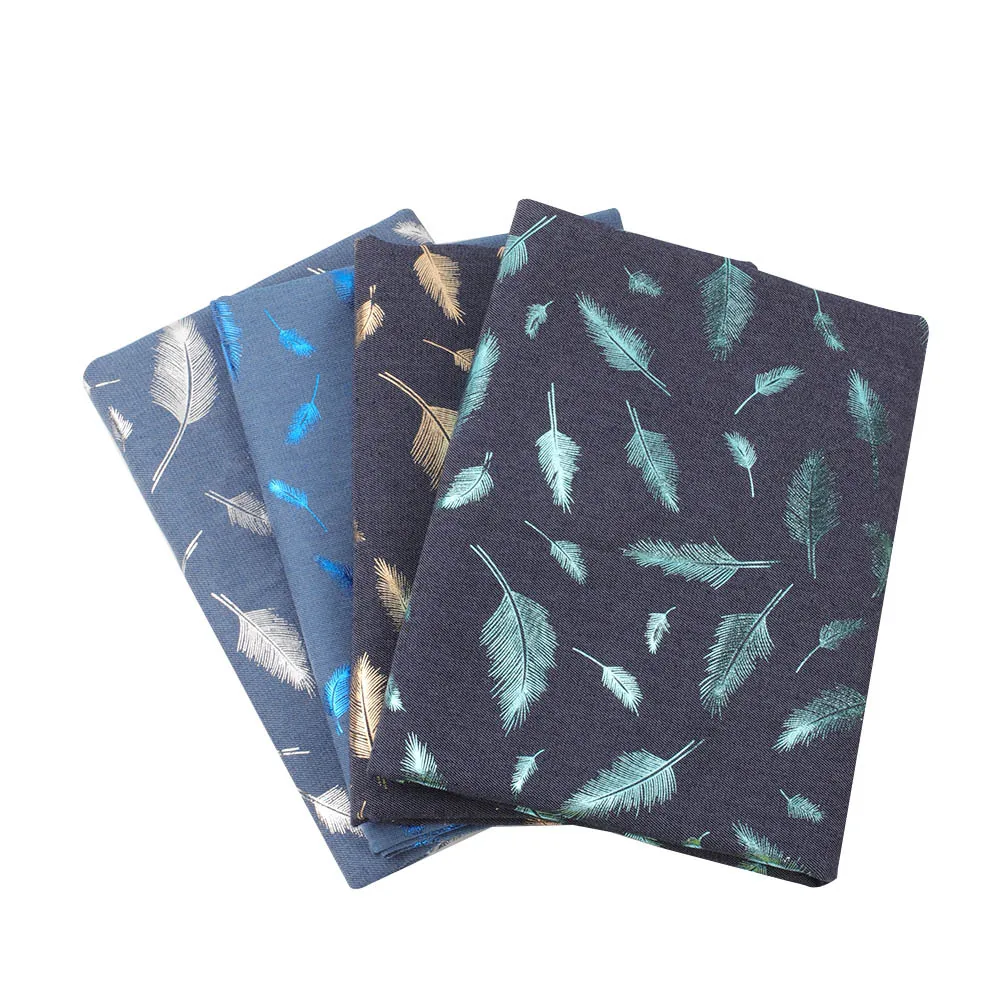 

Feather Denim Fabric Printed Fabrics In Various Colors For Patchwork Needlework DIY Handmade Material Craft production 50*150CM