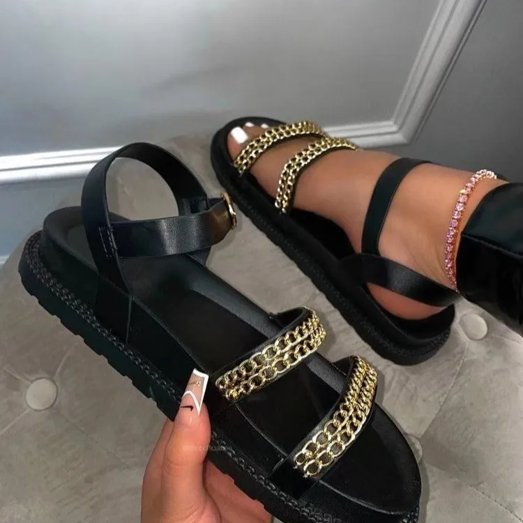 

2021 Summer Shoes Women Flat Platform Sandals Women Soft Leather Buckle Casual Shoes Open Toe Gladiator Wedges Women Sandals