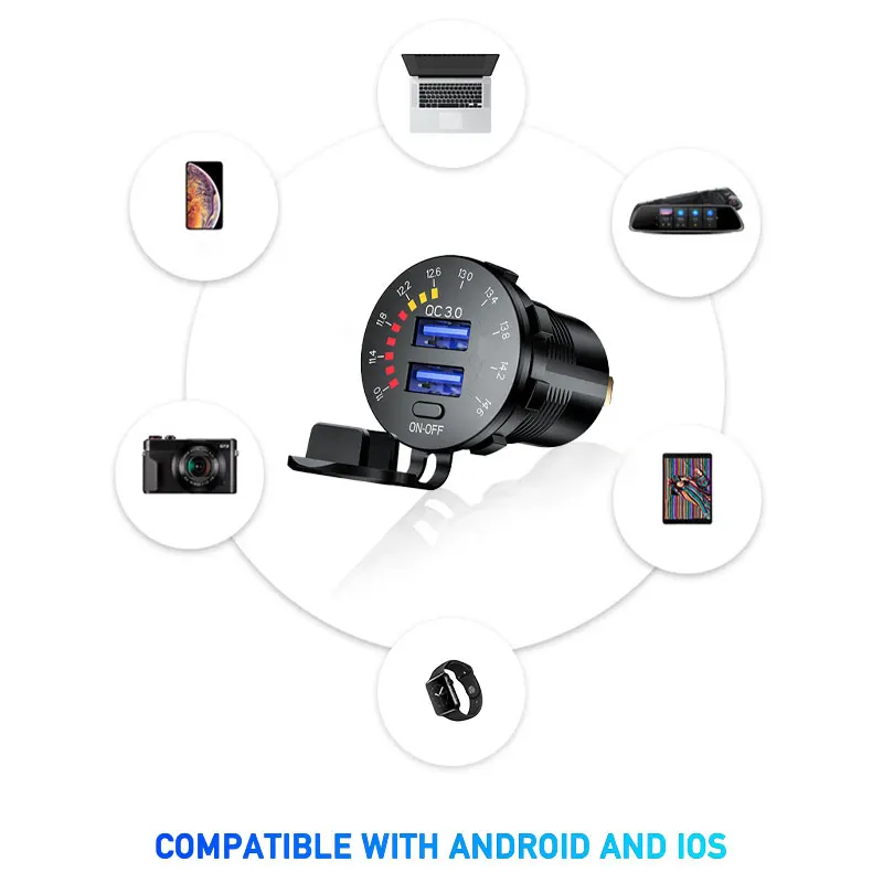 qc3 0pd quick charge car charger switch onoff 12v24v to 5v car power adapter usb c charging port for xiaomi samsung iphone 12 free global shipping