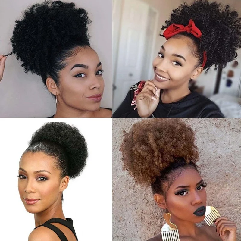 Модный высокотемпературный синтетический волокнистый кудрявый шиньон в пучок