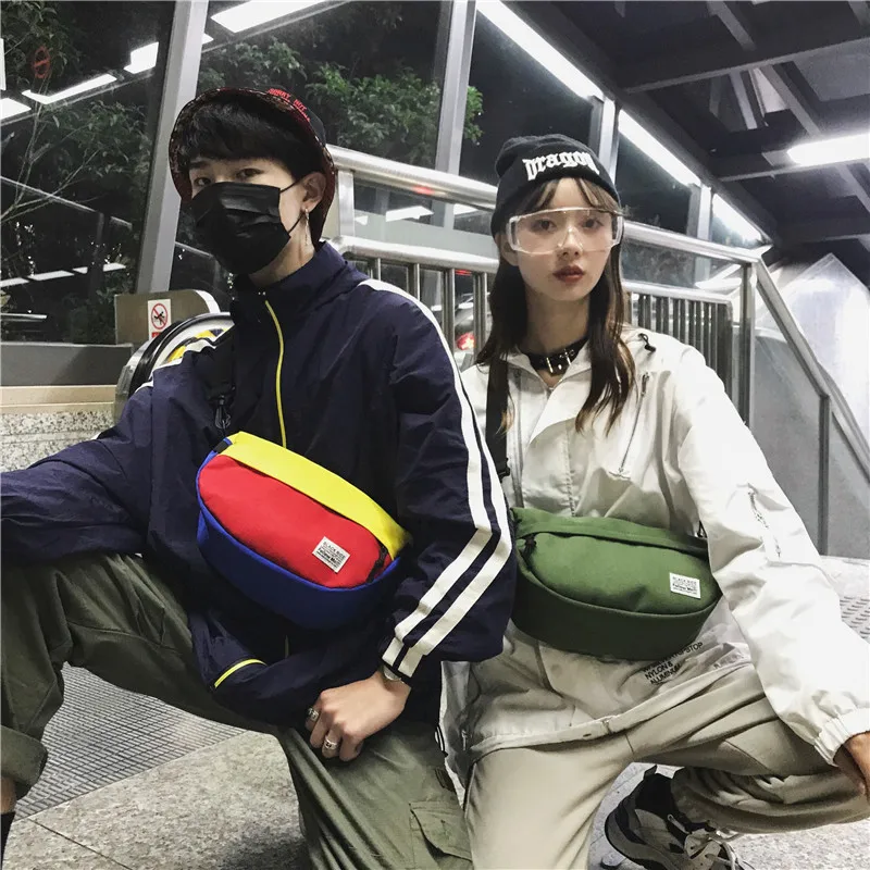 Корейская модная холщовая поясная сумка унисекс Повседневная летняя уличная