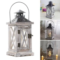 decorative lantern wooden rustic european style candle holder for table top mantle wall hanging display party decor