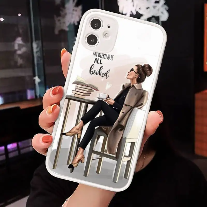

Girl Boss Pink Women power Phone Case Matte transparent For White iPhone 12 Mini 11 Pro XR XS Max 7 8 Plus X Back Cover