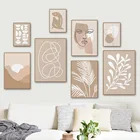 Скандинавские плакаты и принты, абстрактная девушка, восход пальмы, настенная живопись на холсте, настенные картины для декора гостиной