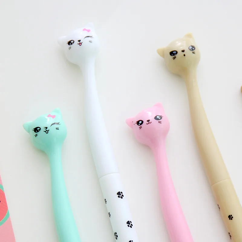 Ceny 20 Sztuk Długopisy żelowe Japońska Urocza Kreskówka Koreańska Kot Pióro Neutralne Długopis Signature Student Kreatywne Materiały Biurowe Nowość