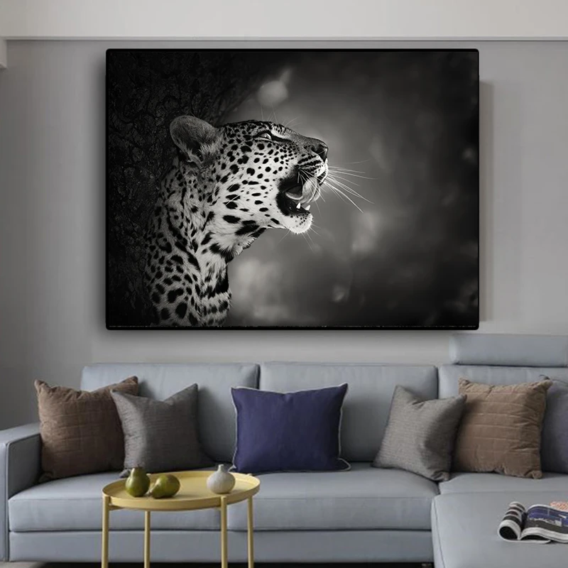 Картина из черно белого холста со львами тигром волком постеры и принты в