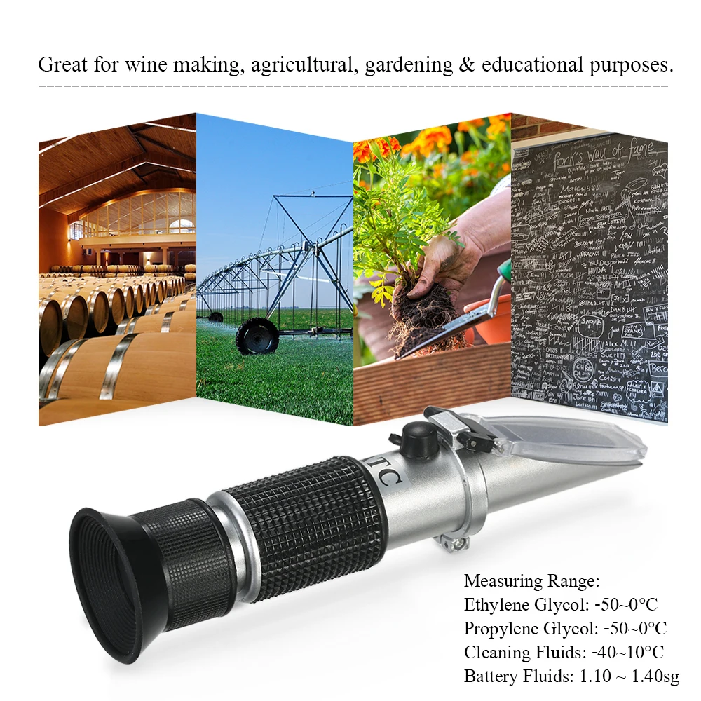 

Portable Handheld ATC Antifreeze Refractometer Freezing Point Meterfor Glycol Antifreeze Coolant and Battery Acid