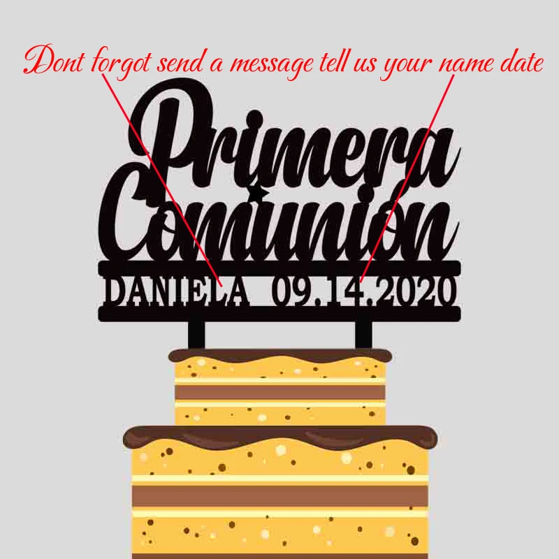 Пользовательские имя Дата испанский Mi Primera Comunión торт Топпер для детей первого святого причастия вечерние украшения торта YC004