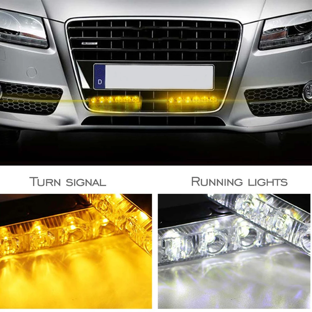 

12W 9000K 12V 12LED Daytime Running Spot Light DRL Driving Turn Signal Fog Lamp White Amber For Off-road SUV Car Truck 4WD