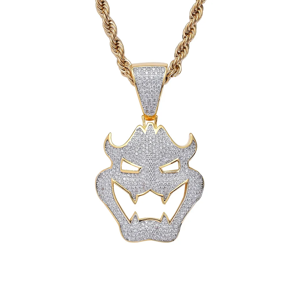 

New Hip Hop Zircon Pendant Halloween Costume Mask Vampire Monster Pendant Fashionable Mens Necklace