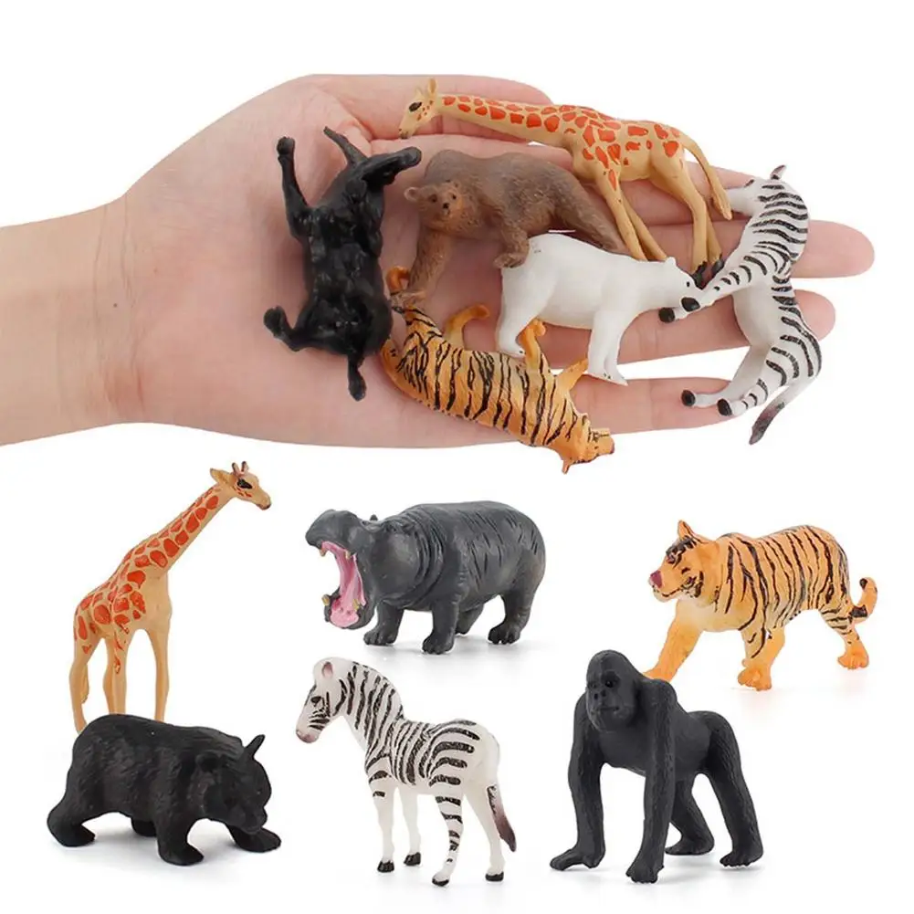 12 adet Safari hayvan figürleri Set simüle orman hayvanlar rakamlar çocuklar yürümeye başlayan parti malzemeleri için büyük eğitici oyuncak Playset