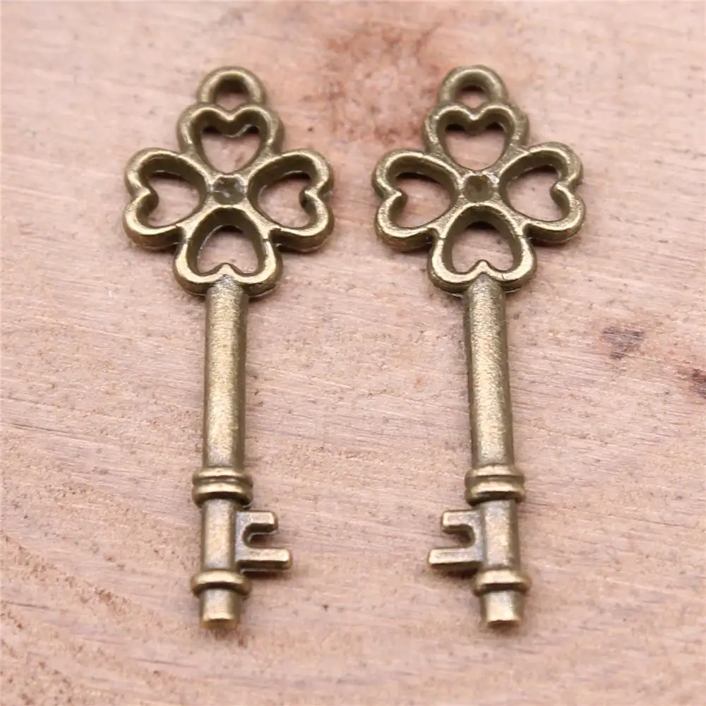 

Key Charms For Jewelry Making Findings Handmade DIY Craft 20pcs Antique Bronze Color 25x9mm