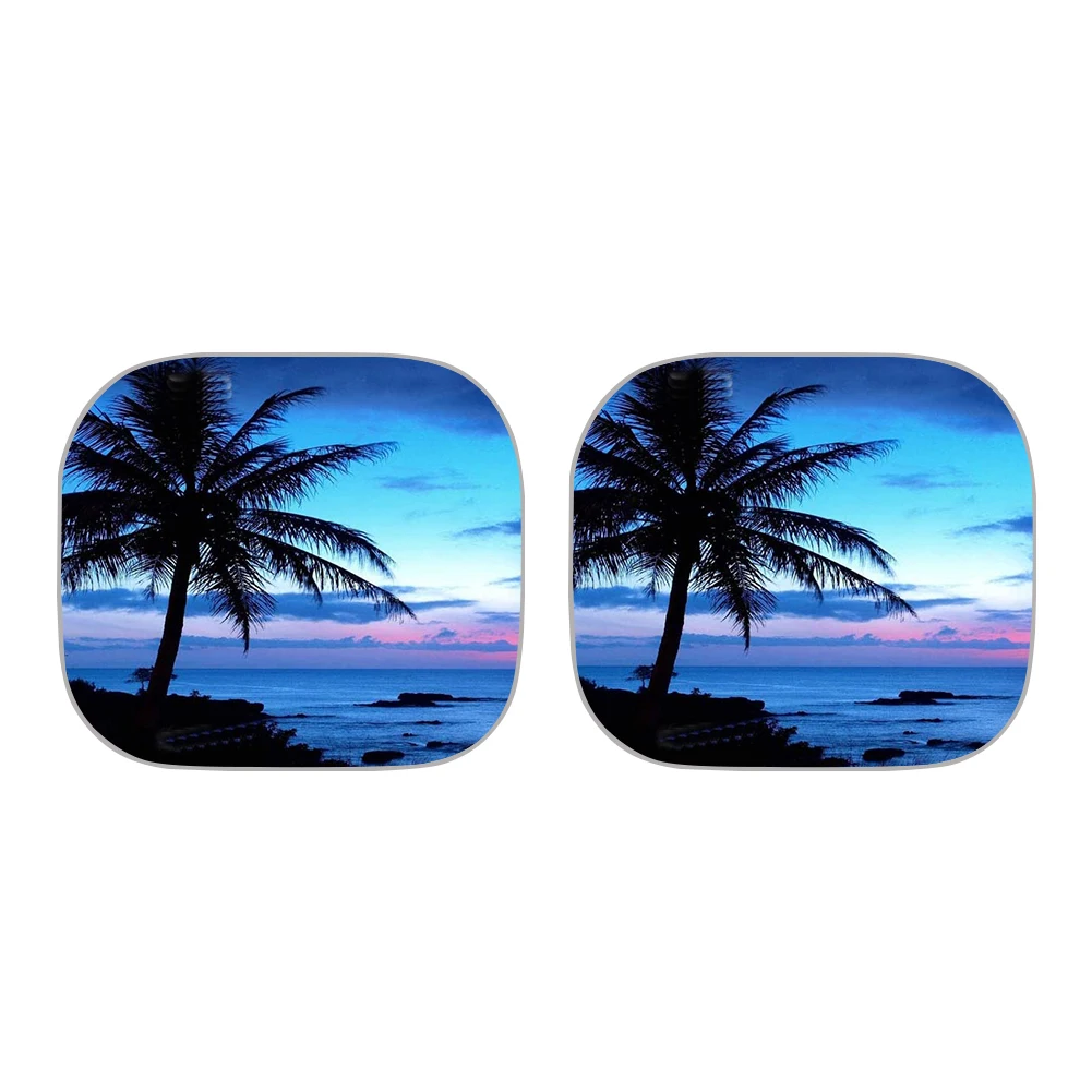 

INSTANTARTS Hawaii Tropical Palm Tree Print UV and Heat Car Accessories Auto Windshield Sunshades 2pcs Side Window Sunshade Hot