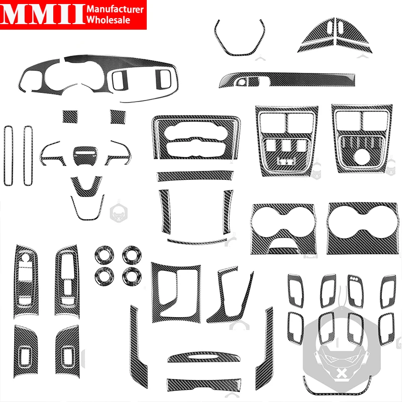 Real Carbon Fiber Accessories For Dodge Charger 2015+ Car Interior Cover Sticker Dashboard Center Console Full Parts Avilable