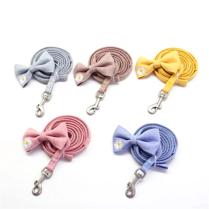 

Cute Dog Harness Leash Collar Set Adjustable Soft Bow Double Layer Dog Harness for Small Medium Pet Collar Leash Outdoor Walking
